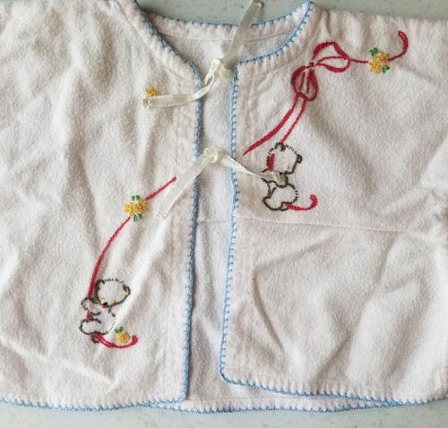 Vintage 1950's Infants Jackets  Embroidery Baby Doll Satin Ties Used