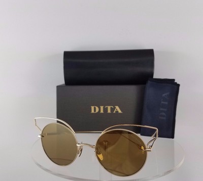 Pre-owned Dita Brand Authentic  Sunglasses Believer 23008-b-tan-gld-52mm Gold Frame In Mirrored Gold Refection