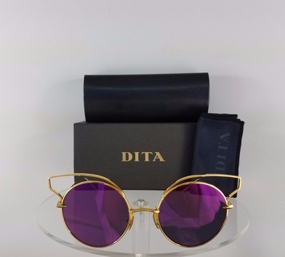 Pre-owned Dita Brand Authentic  Sunglasses Believer 23008-a-gld-52mm Gold Frame In Violet Pink Reflection Mirrored