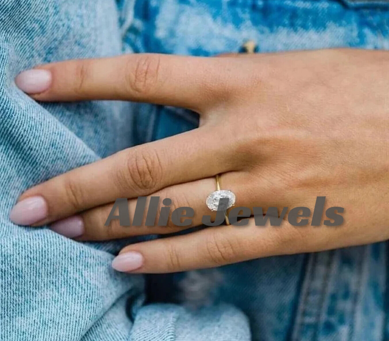 3.02 Ct Oval Cut VVS1 Moissanite Solitaire Engagement Ring Solid 14k Yellow Gold