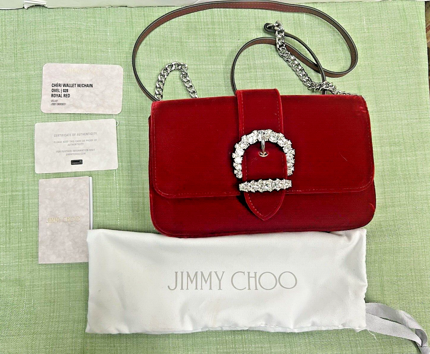 70%オフセールJIMMY CHOO CHERI CHAIN WALLET WITH CRYSTALS JIMMY CHOO Calfskin Crystal Cheri Wallet on Chain Bag Black