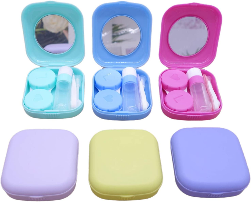 6 Pack Contact Lens Case Kit Cute Travel Contact Case, All in One Soak Storage C