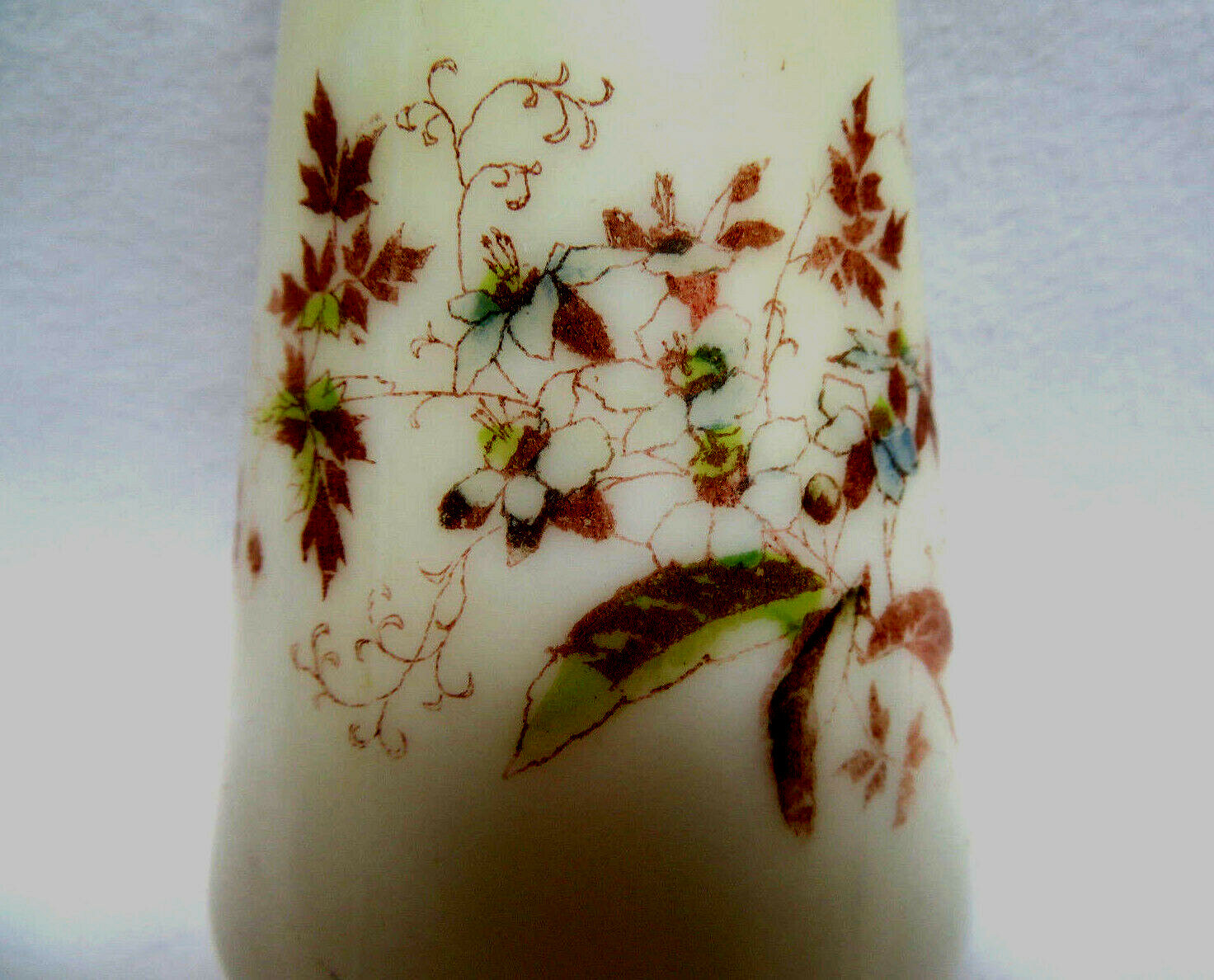 Antique Vintage Floral Design on Milkglass Sugar Shaker / Muffineer
