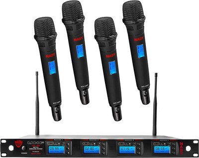 Professional 4 UHF Wireless Karaoke Microphones System w/ Autoscan