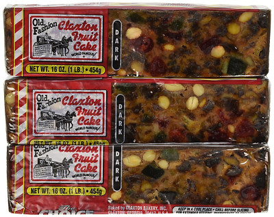 Claxton Fruitcake,Fruit Cake Boxed 3 - 1 lb Dark Recipe Claxton Fruitcake, 48 oz