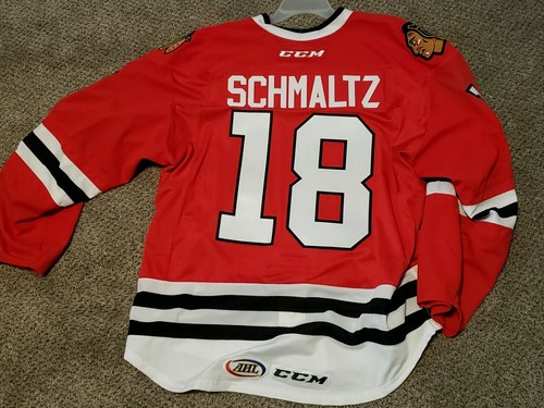 Rockford Icehogs Game Worn Jersey Reebok CCM Nick Schmaltz AHL Blackhawks coyote
