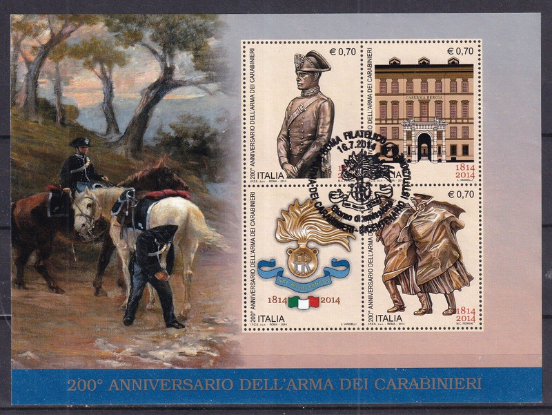 Repubblica 2014 -  200Â° Anniversario Arma Carabinieri Foglietto 1Â° Giorno