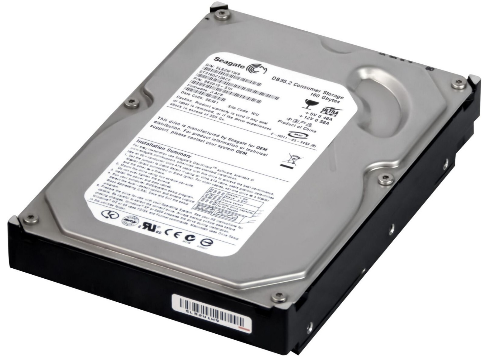 Hard Drive Seagate DB35.2 ST3160212ACE 160GB 7200U/Min 2MB