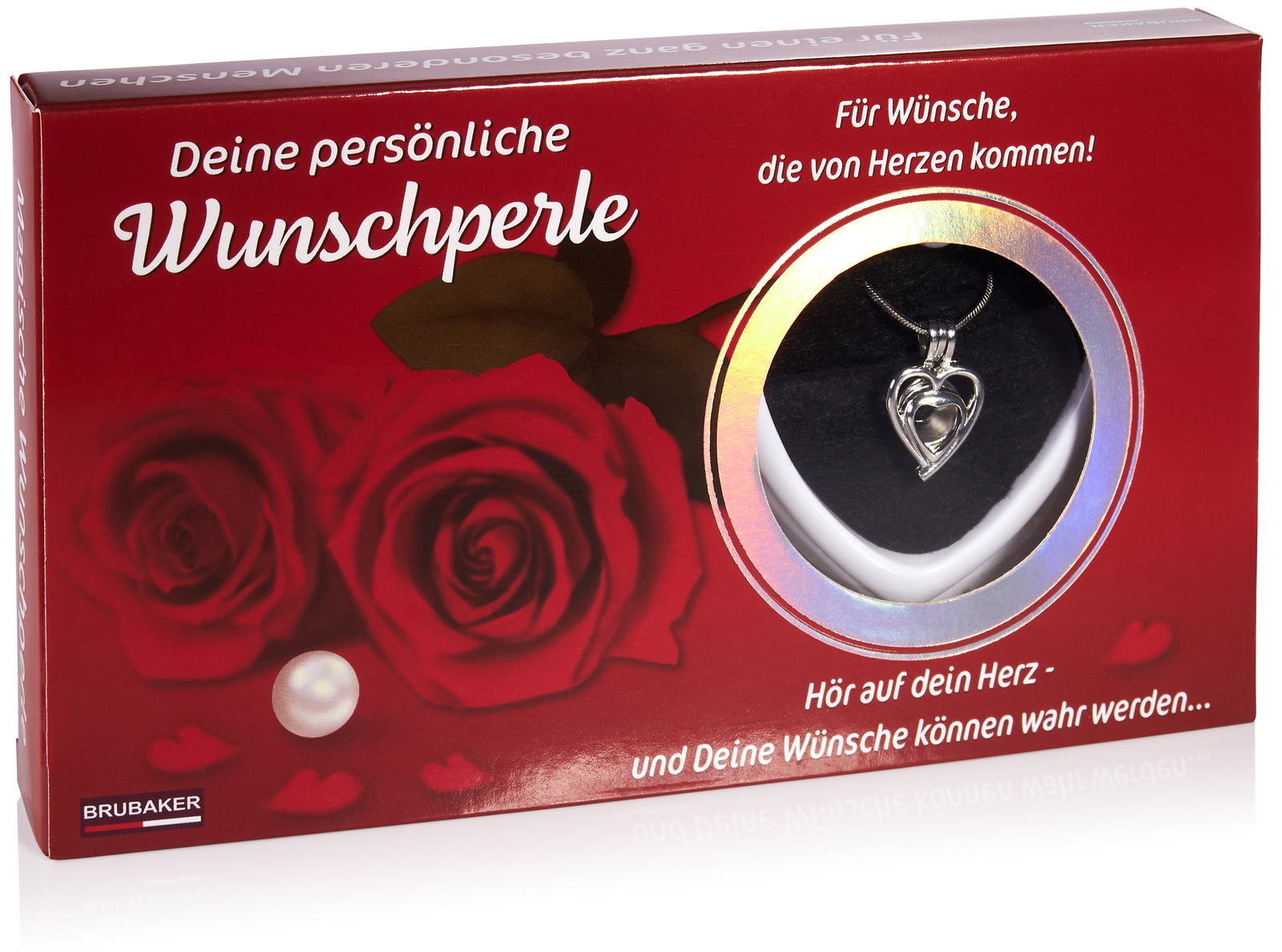 Wunschperle Liebe Perle mit Kette Halskette und Herz-Anhänger BRUBAKER Hochzeit