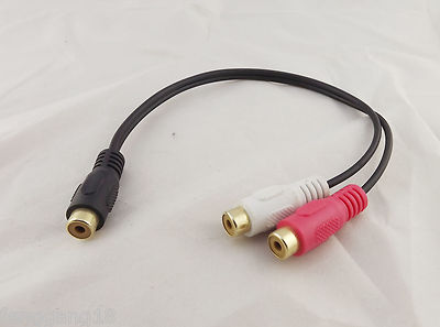 1x Gold RCA Phono Female to Dual RCA Female Video Audio Y Splitter Adapter Cable