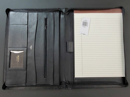 Bosca Black Nappa Vitello Deluxe Zip Around Portfolio Organizer #972 100