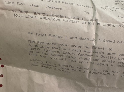 Robert Allen Winding Leaves Lapis Fabric #221754  230” X 50” NEW