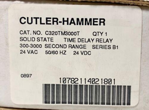 EATON CUTLER HAMMER C320TM3000T 300-3000 Second Time Delay Relay Timer 24 VAC