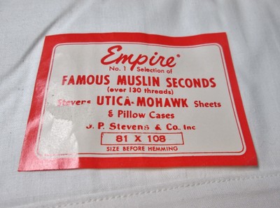 Vintage Empire Muslin Double Size Sheet Excellent Never Used Lovely Find NOS