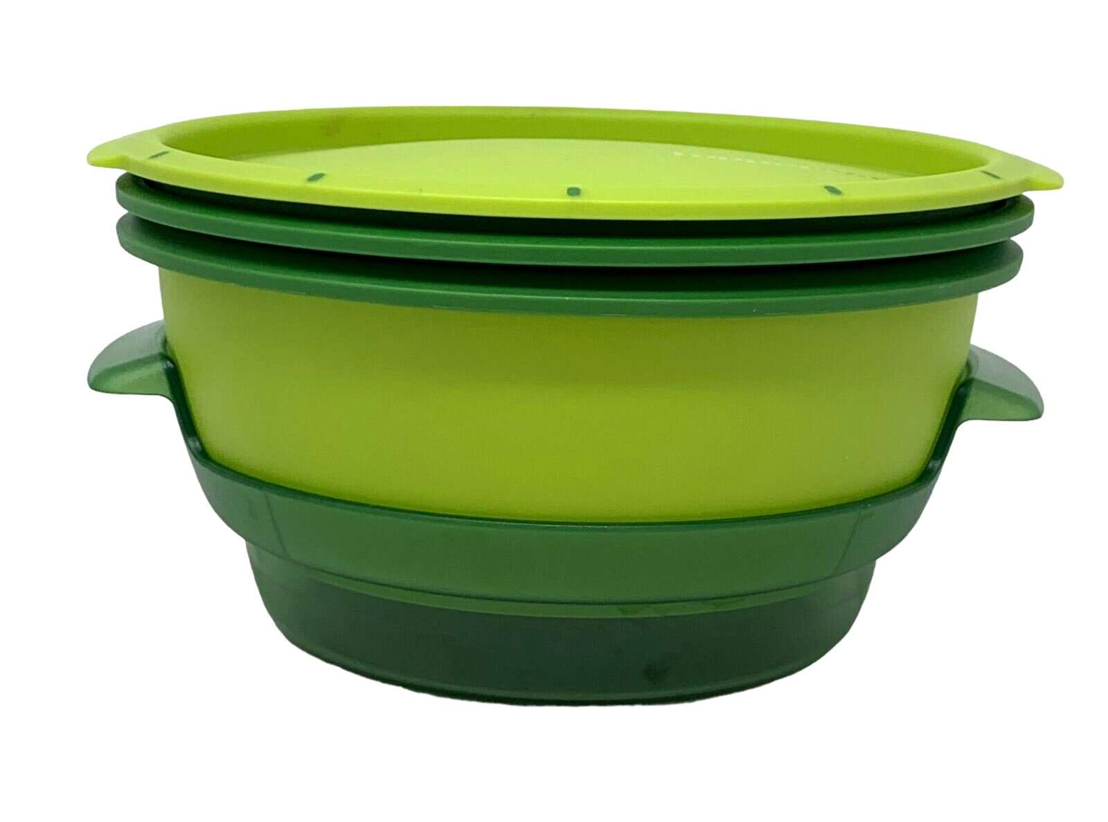 TUPPERWARE Microwave Smart Steamer Green 4-Pc Cooker Round 2-Tier System