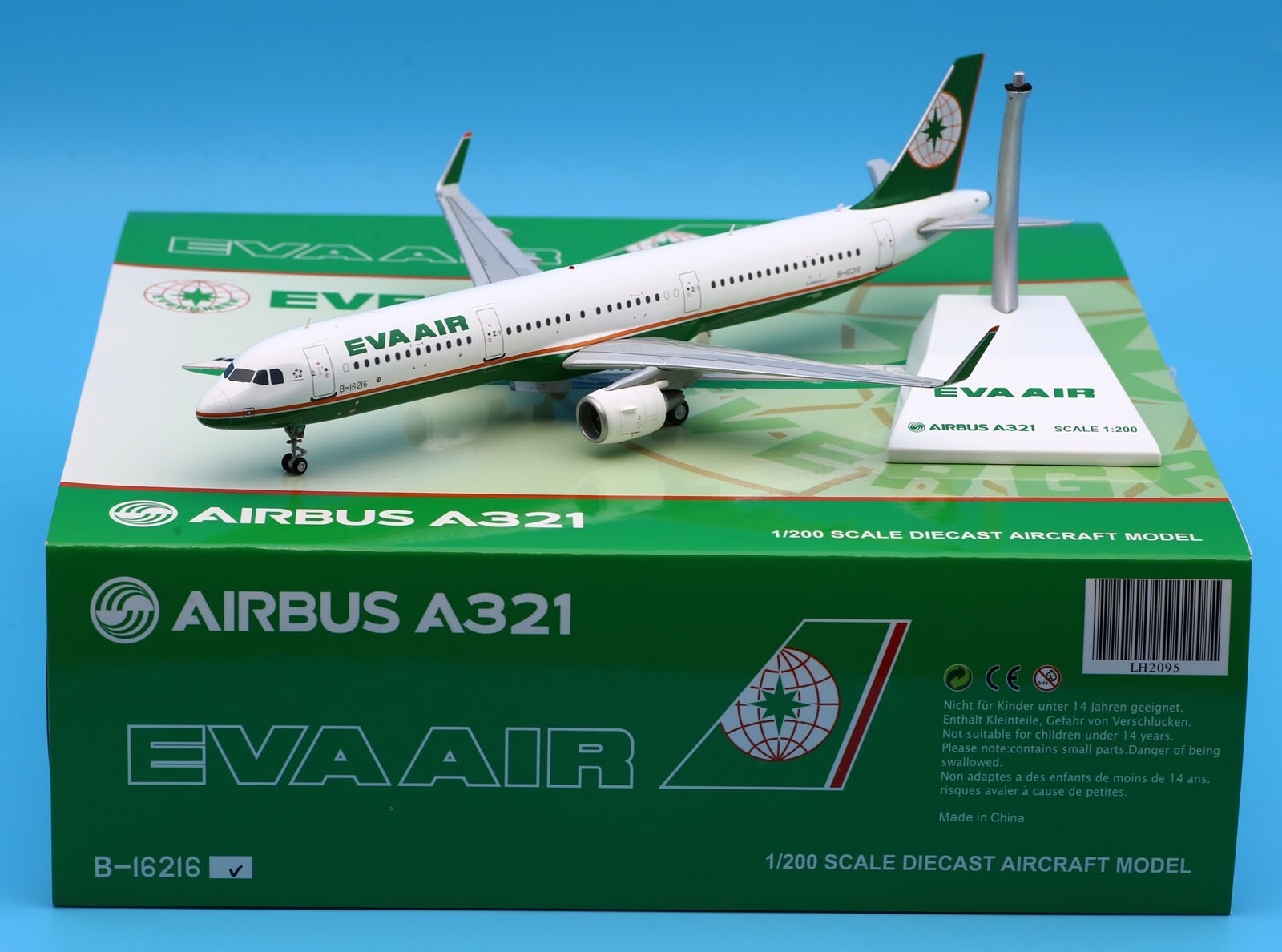 JC Wings 1:200 LH2095 Eva Air Airbus A321 Diecast Aircraft