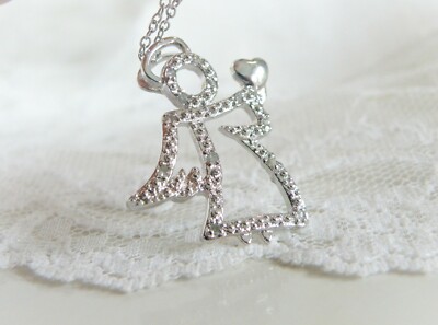 Kay Jewelers Sterling Silver 925 Heart Angel Diamond Accent Pendant 18'' Necklace