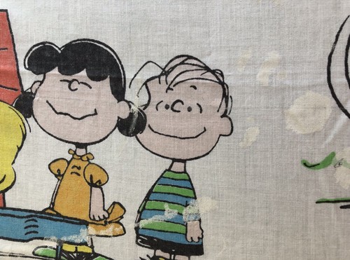 Vintage 1971 Peanuts Schultz Twin Flat Sheet Happiness Is Being One of The Gang