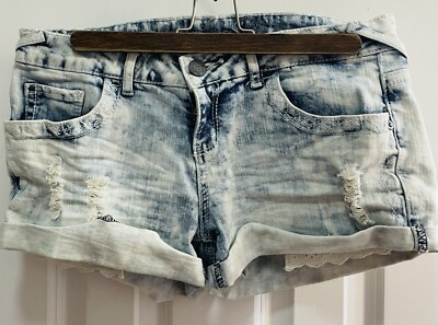 Vanilla Star Premium Denim Shorts Womens Sz 11Distressed Mid Rise Jean Short