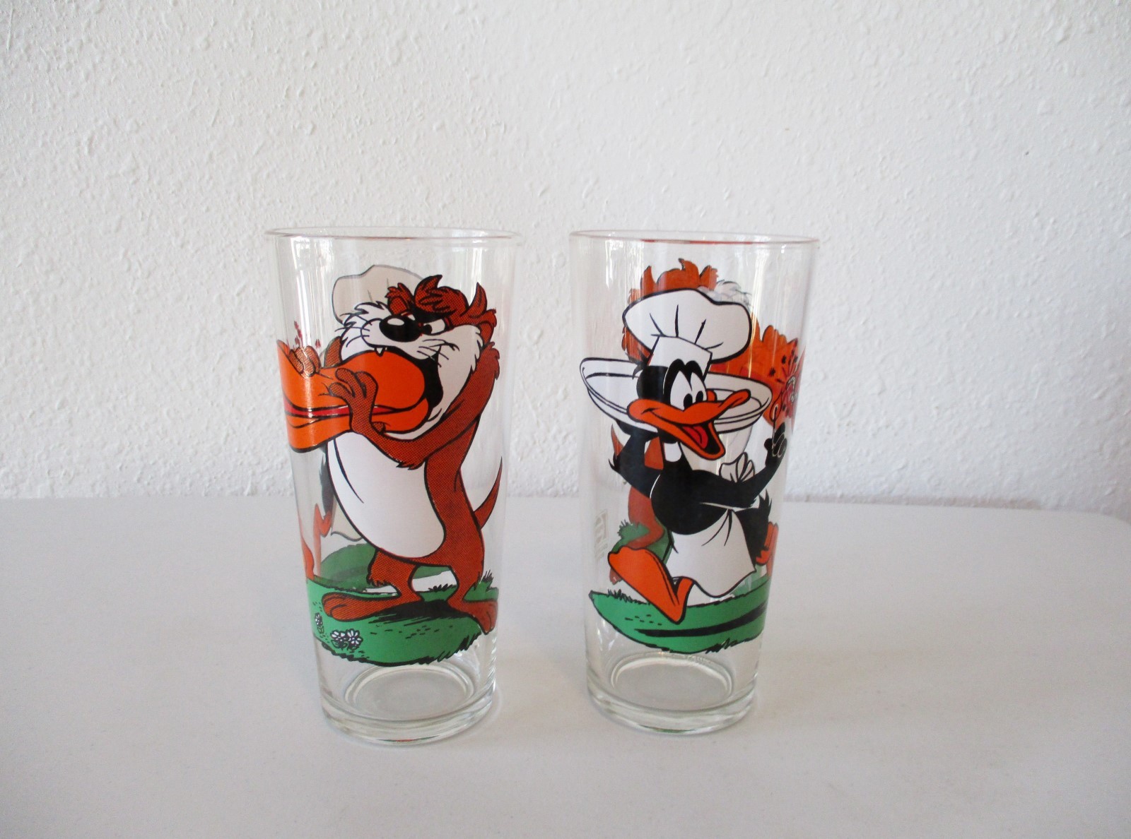 2-1976 Pepsi Warner Bros Glasses-Daffy Duck With Tasmanian Devil Thick