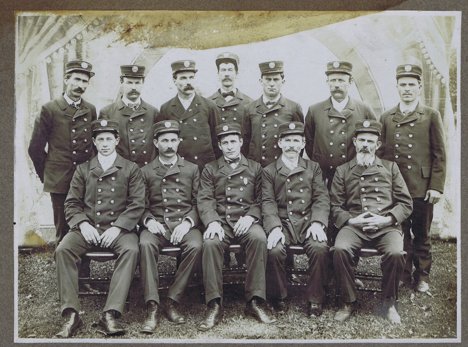 Fire department firemen fighters cabinet photograph early 1900s