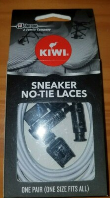 KIWI Sneaker No Tie Shoe Laces 1 pair WHITE Easy One Touch Elastic Shoelaces NEW