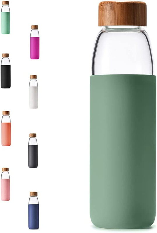 S 25 Oz Borosilicate With Bamboo Lid, Bpa-free, Non-slip Silic