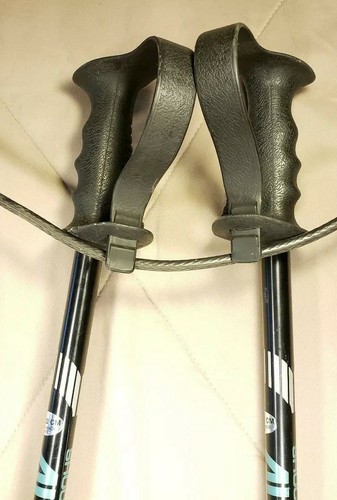 Vtg Allsop Shock Absorber ST Ski Poles 48” 122cm Black/Silver/Blk Made In Italy