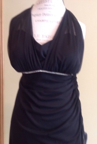 black chiffon halter silver empire waist  evening gown  Ladies  Size 16w