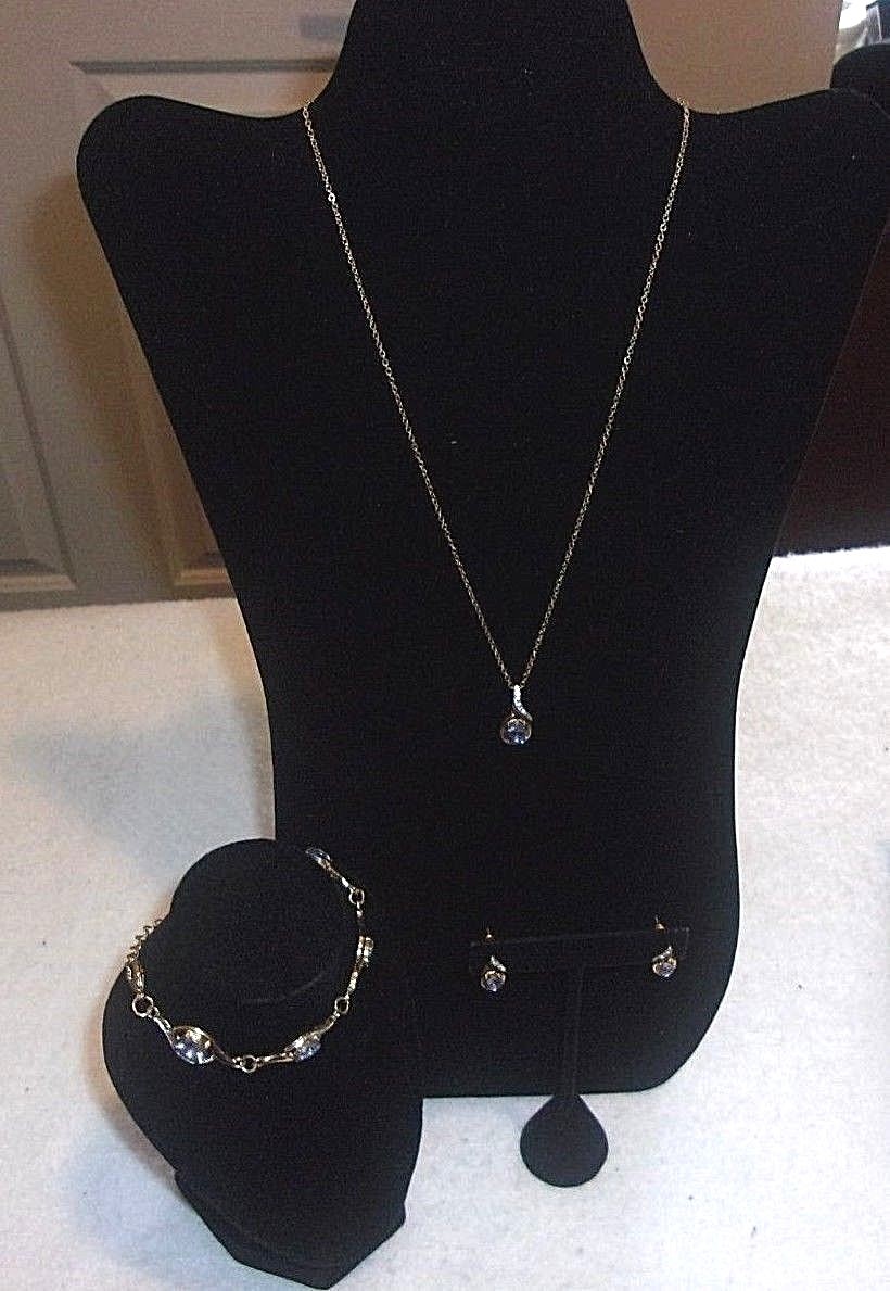 Stunning Blue Topaz Necklace, Bracelet & Earring Set~New In Gift Box!!