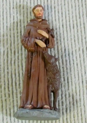 Saint St Francis of Assisi figurine Wolf Dog 4 inch statue Patron of Animals 3D