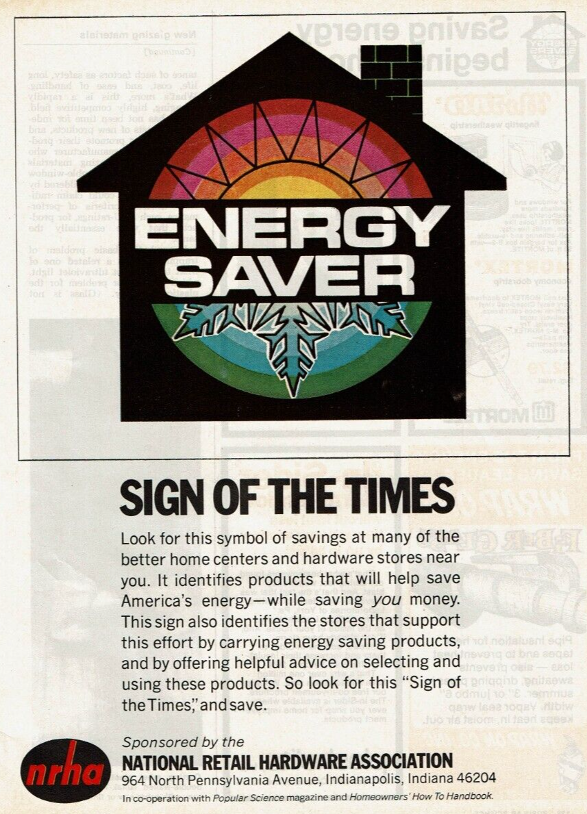 eBay listing image for 1977 Vintage Print Ad nrha National Retail Hardware Association Energy Saver