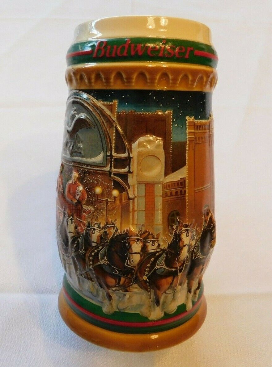 1997 Home for the Holidays Budweiser Christmas Beer Stein Clyd...