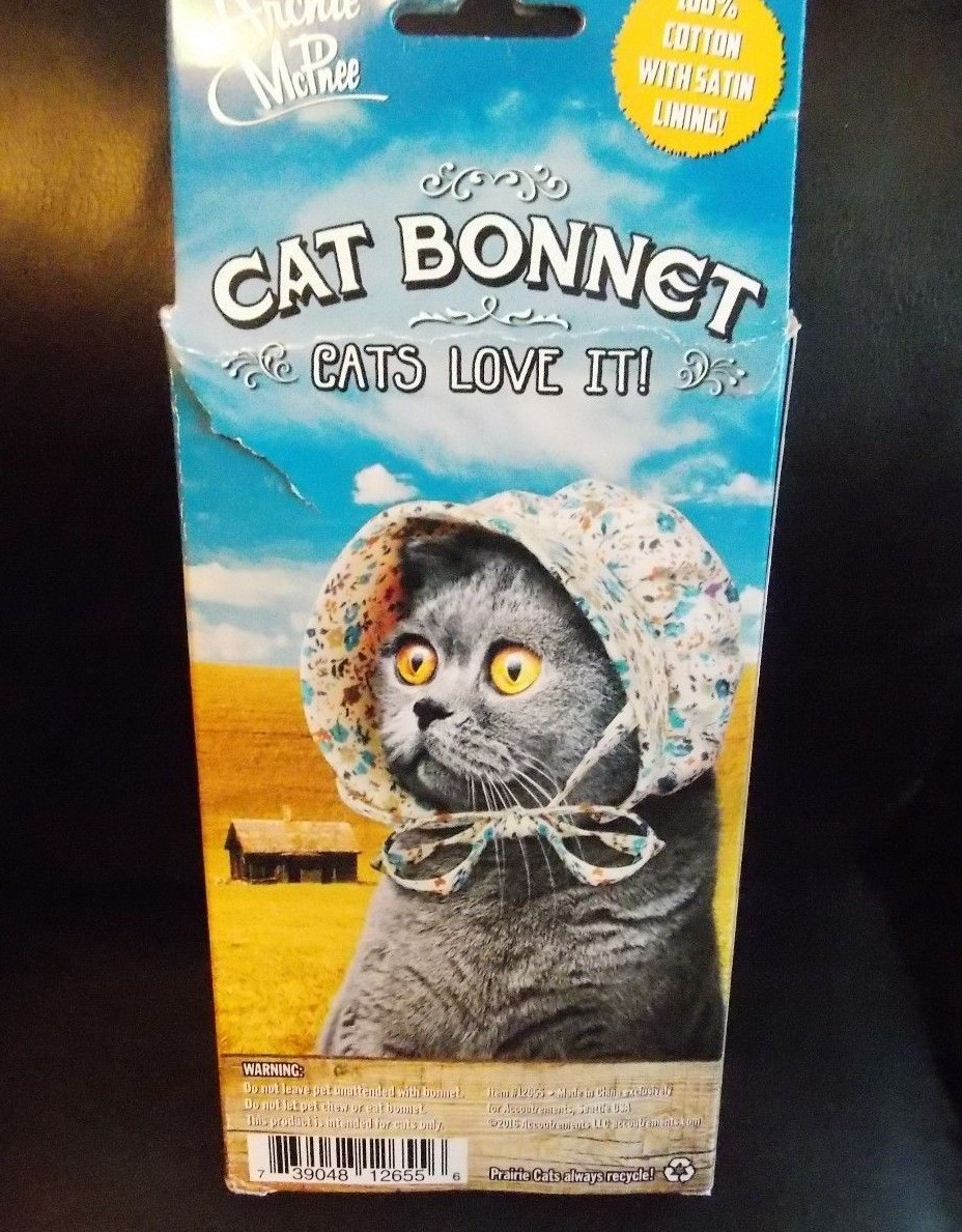 Cat Bonnet 100% Cotton with Satin Lining Cat Bonnet Pet Wear *FREE SHIPPING*