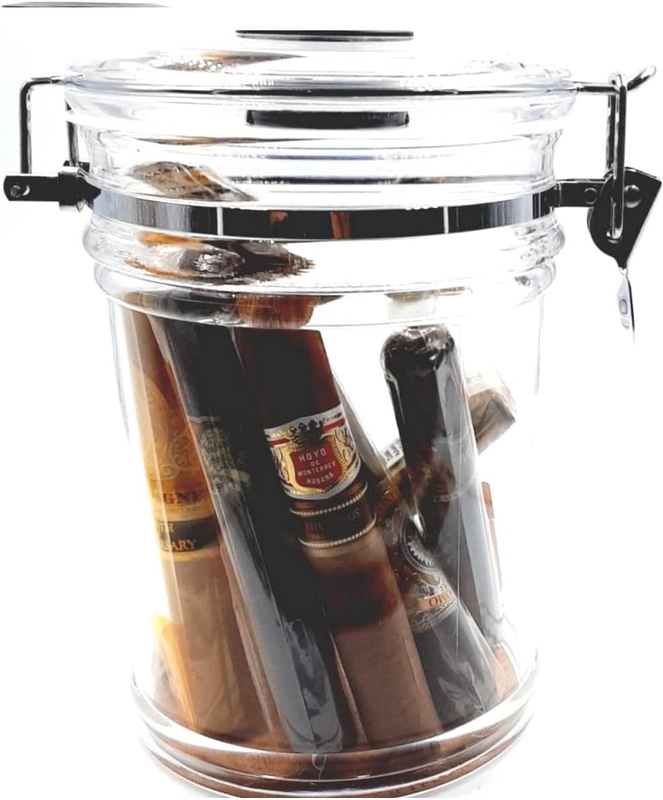 Fess Products Acrylic Humidor Cigar Case with Digital Hygrometer and Humidifier
