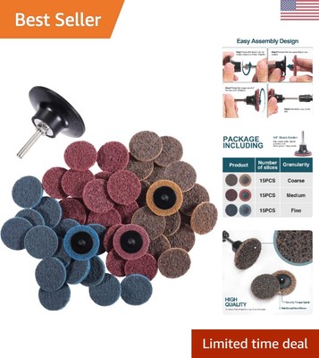 2 Inch Sanding Discs - Roll Lock Quick Change - Fine/Medium/Coarse Grit - 46pcs