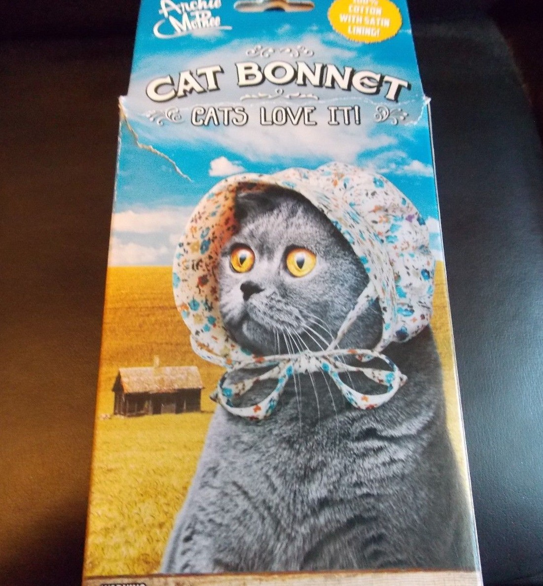 Cat Bonnet 100% Cotton with Satin Lining Cat Bonnet Pet Wear *FREE SHIPPING*