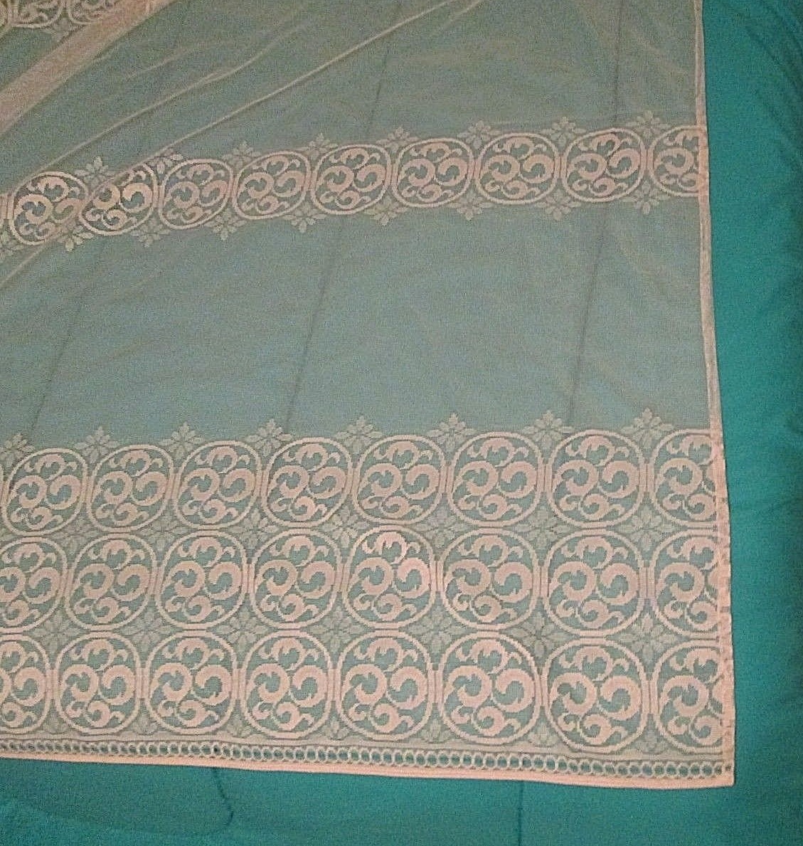 Vintage Mid Century Sheer Curtain Lace MATERIAL 2 Panels 76