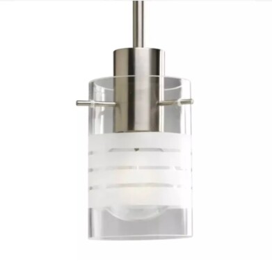Progress Lighting P5158-09 Glass Mini Pendant Light, Brushed Nickel