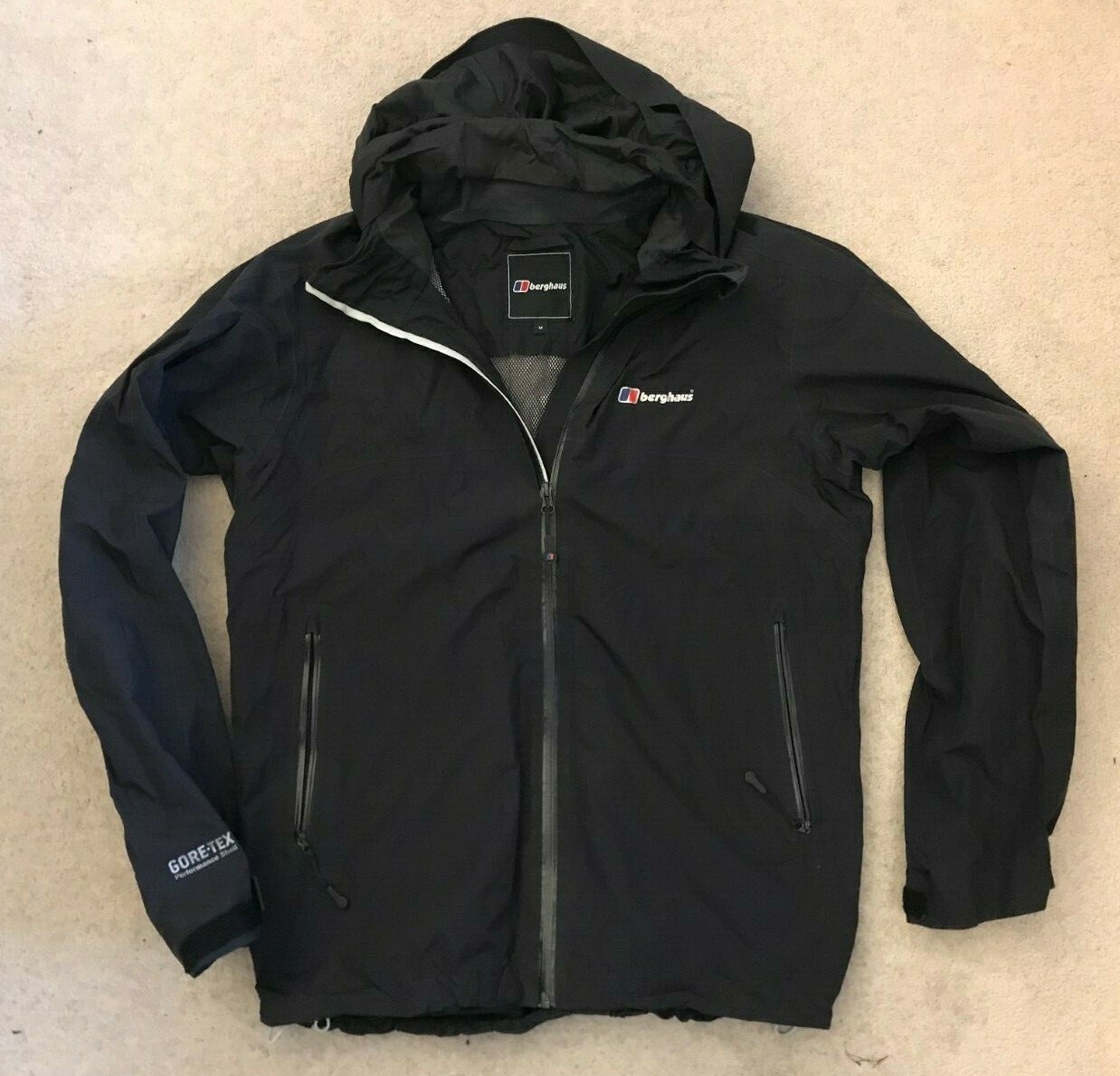 berghaus long cornice gore tex men's interactive waterproof hooded jacket blue