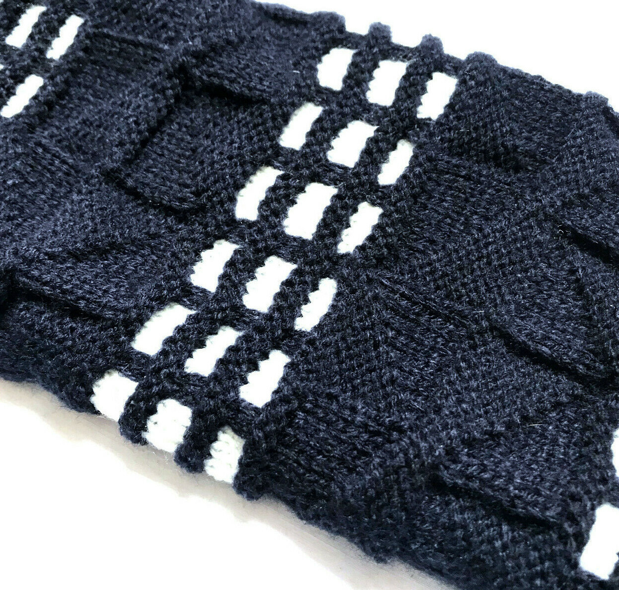 NEW Sylvia Alexander Navy Blue & White Legwarmers Boot Cuffs Scrunch Leg Warmers