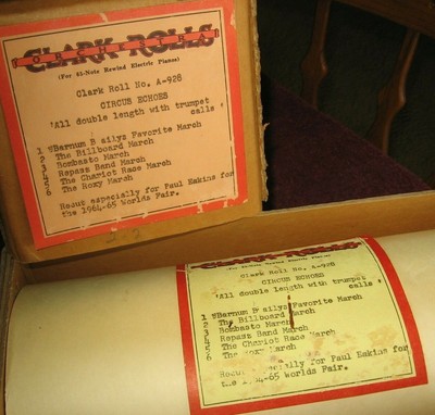 Clark Orchestra Music Player Piano Roll A-928 Nickelodeon~Circus Echoes~Stock 5