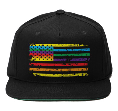 とりRainbow 虹 foldback marshall majors Rainbow American Flag - LGBTQ Gay Pride Parade Flat Brimmed
