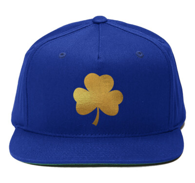 Gold Foil Shamrock - St. Patrick's Day Clover Lucky Flat Brimmed Snapback Hat