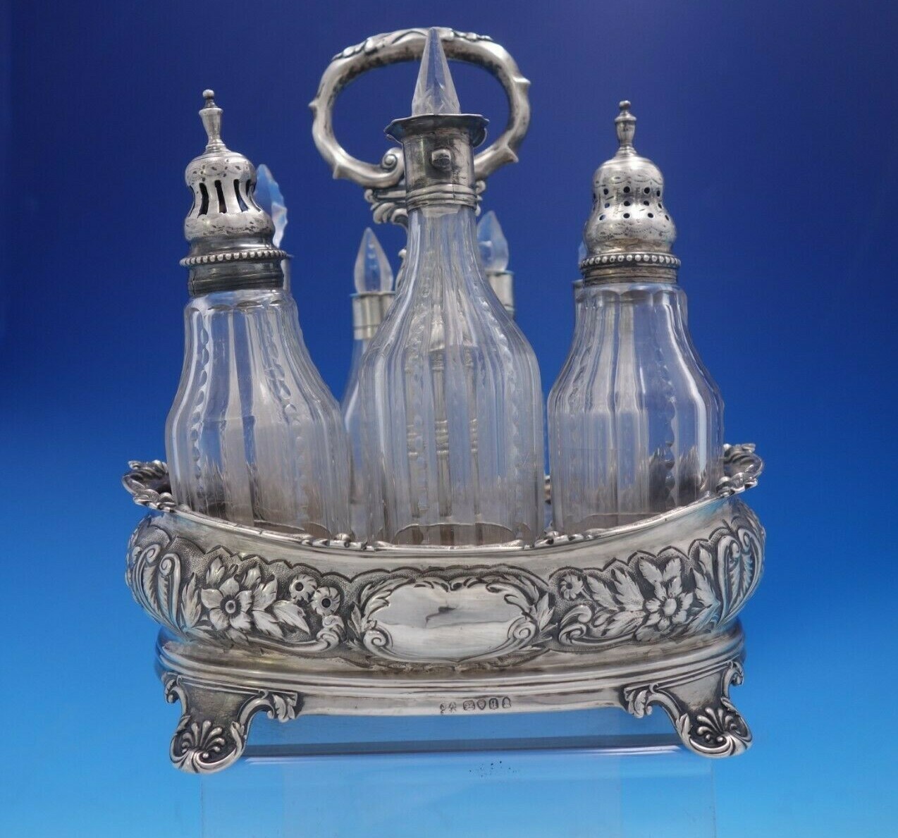 Joseph and John Angell English Victorian Sterling Silver Glass Cruet