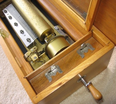 Antique Original 1884 Working Columbia Music Box in Cabinet~Plays 10 Songs