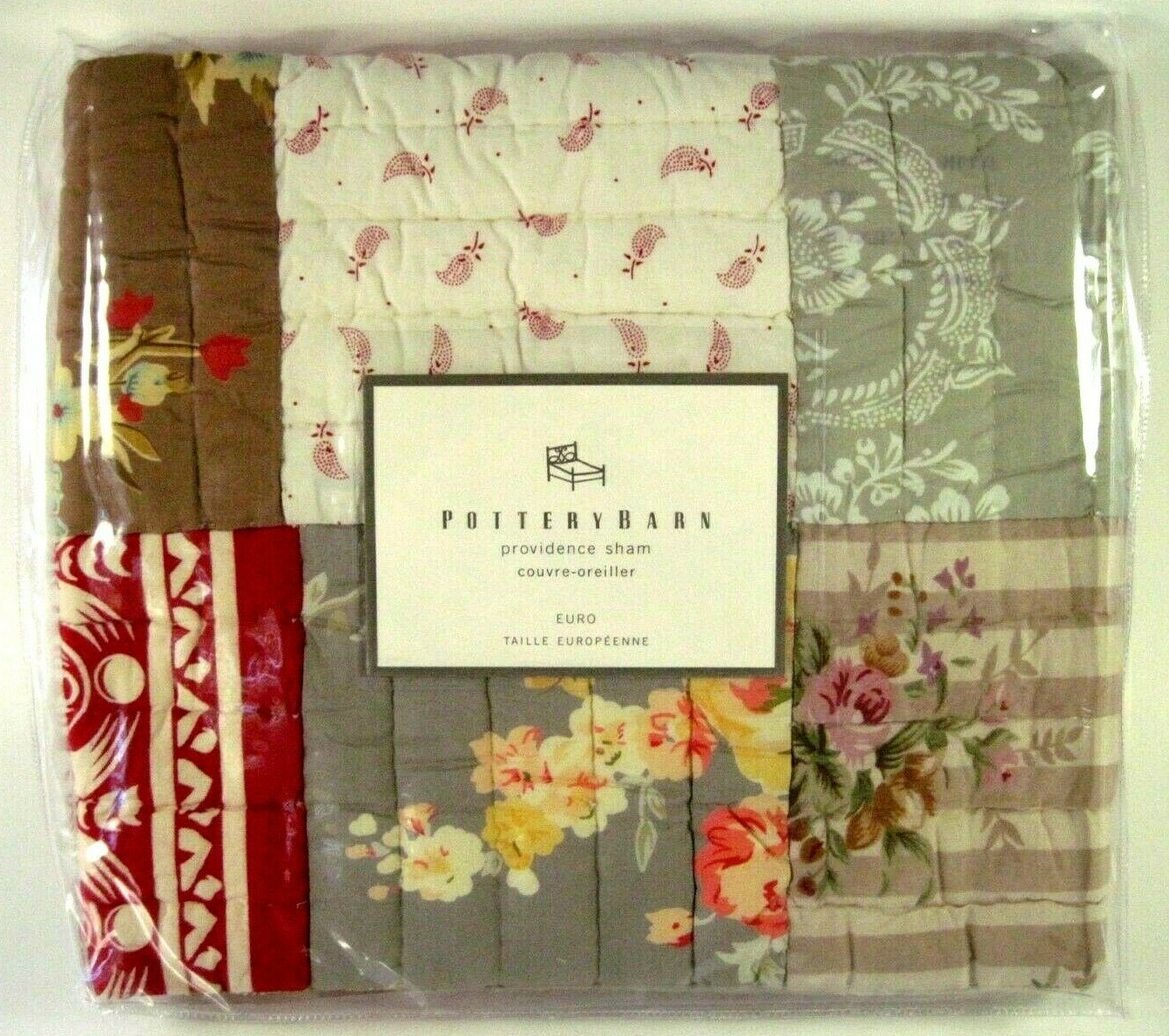 Pottery Barn Charlotte Patchwork Quilted Euro Pillow Sham 26x26
