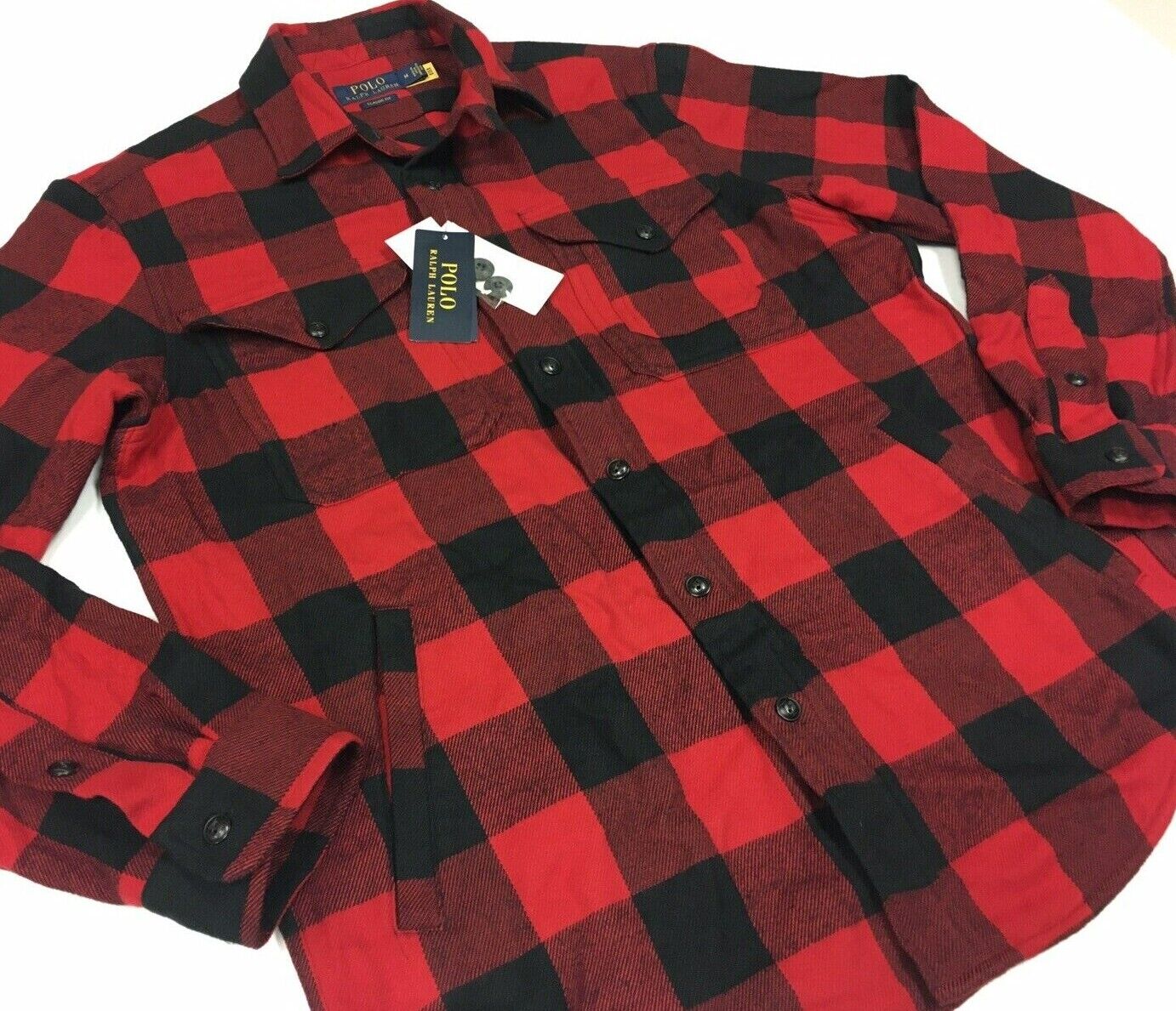 Polo Ralph Lauren VTG Retro Buffalo Red Plaid Checks Work Polo Ralph Lauren VTG Retro Buffalo Red Plaid Checks Work