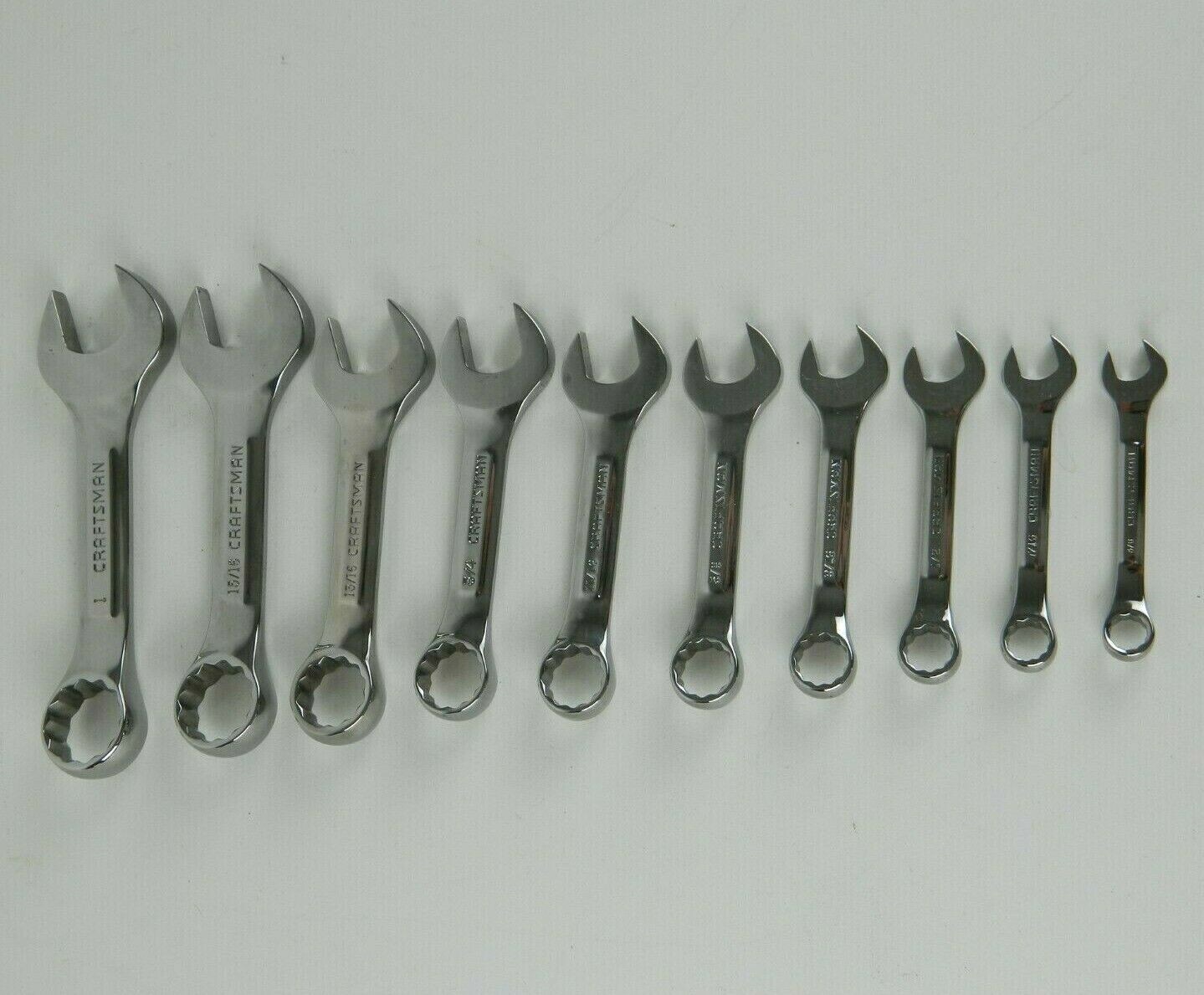 Craftsman Professional Polished SAE 12pt VV Series 10pc Stubby Wrench