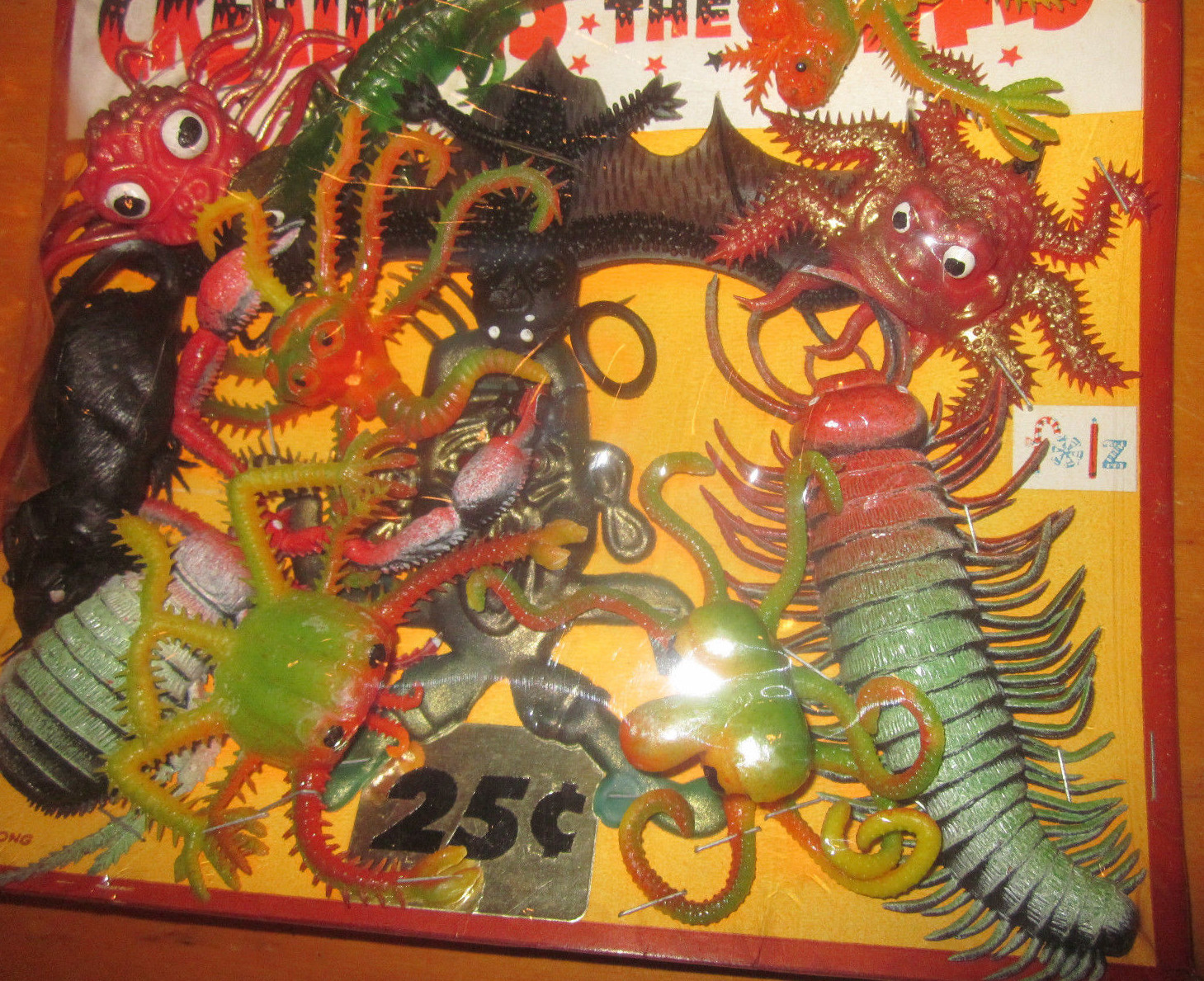 Creatures From The Stars Gumball Vending Rubber Uglies Jiggler Display Card '70s